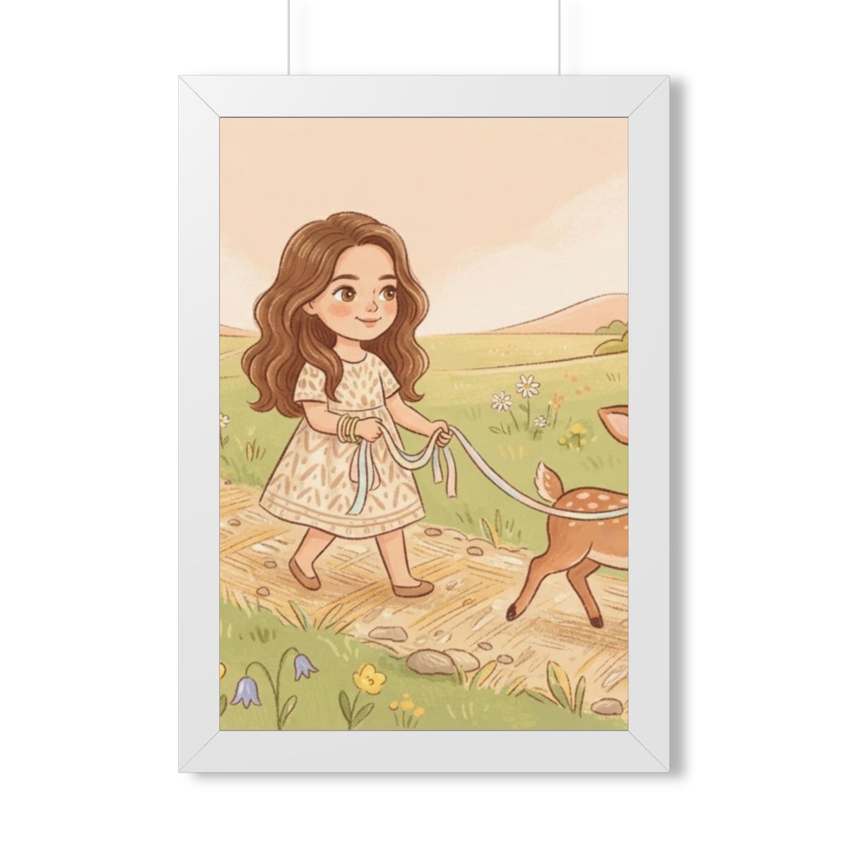 Framed Vertical Poster - Meadow Walk Fawn — White (11×14......