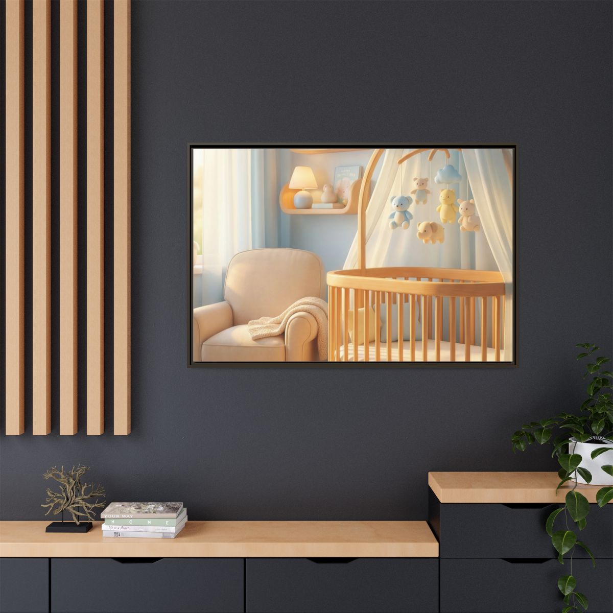 Matte Canvas, Framed - Dreamy Serene Nursery Art — Espresso...