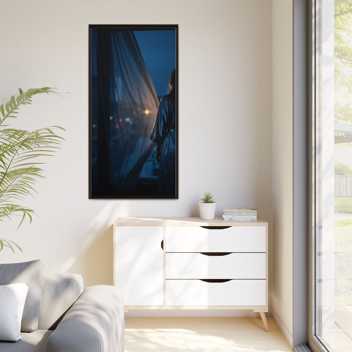 Matte Canvas, Framed - Nocturnal Solitude Silhouette —... |...