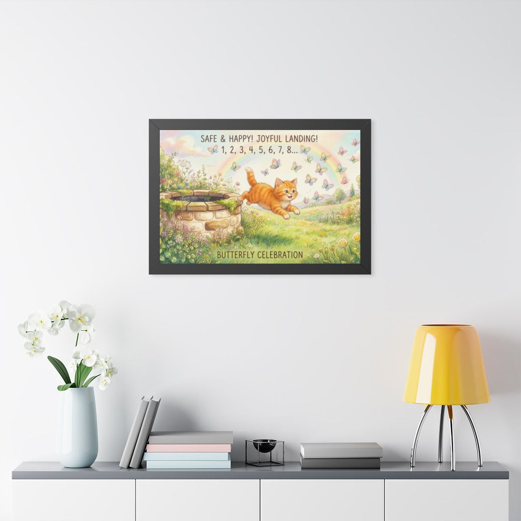 Framed Horizontal Poster - Joyful Kitten Meadow — Black... |...