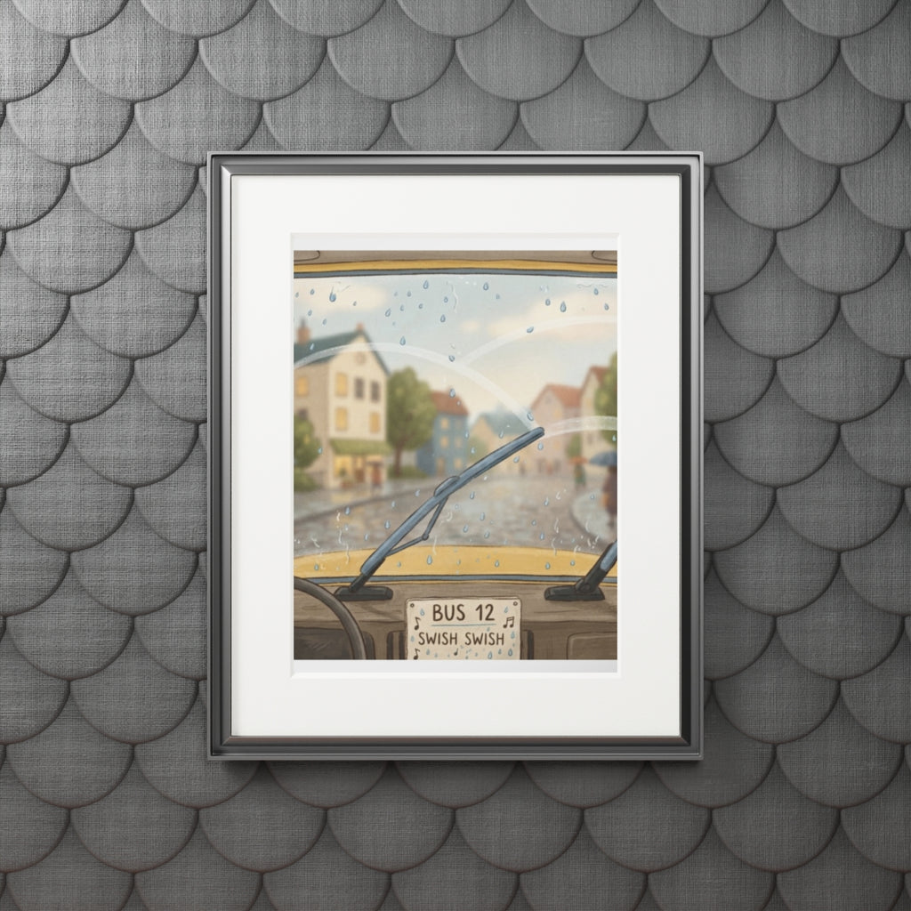 Passepartout Framed Print - Rainy Bus Ride — Portrait (11×14...