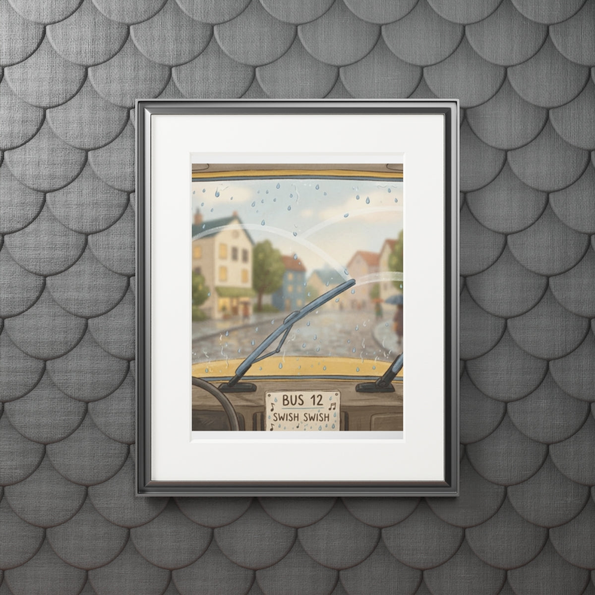 Passepartout Framed Print - Rainy Bus Ride — Portrait (11×14...
