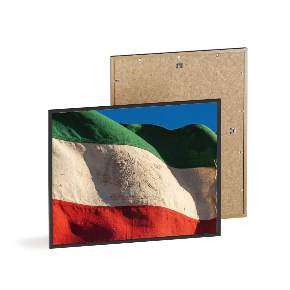 Wood Framed Poster - Vintage Flag — Landscape