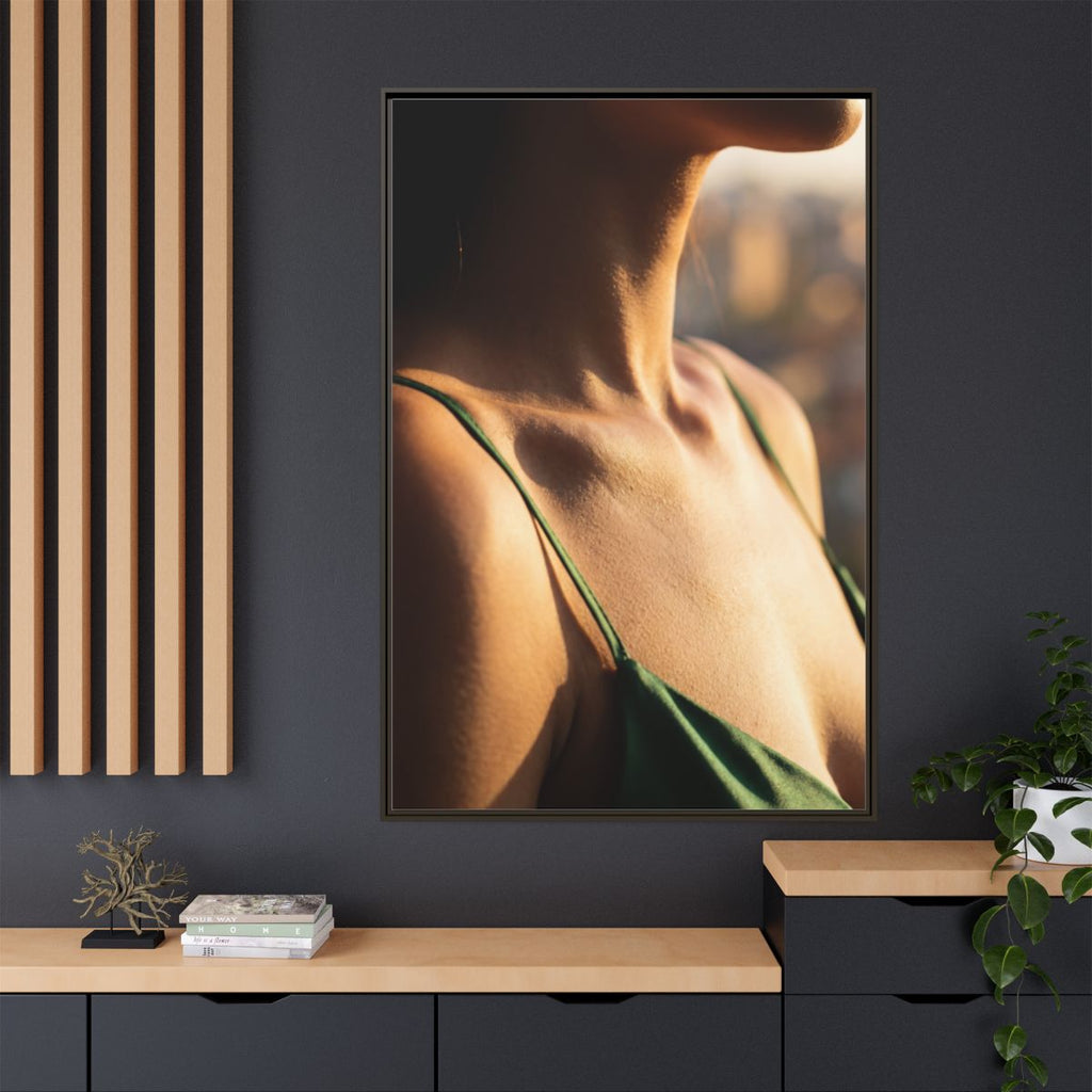 Golden Hour Matte Canvas - Framed Sunset Wall Art — Espresso...