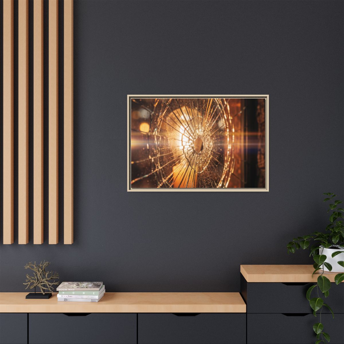 Framed Matte Canvas - Shattered Glass — Natural / 1.25"
