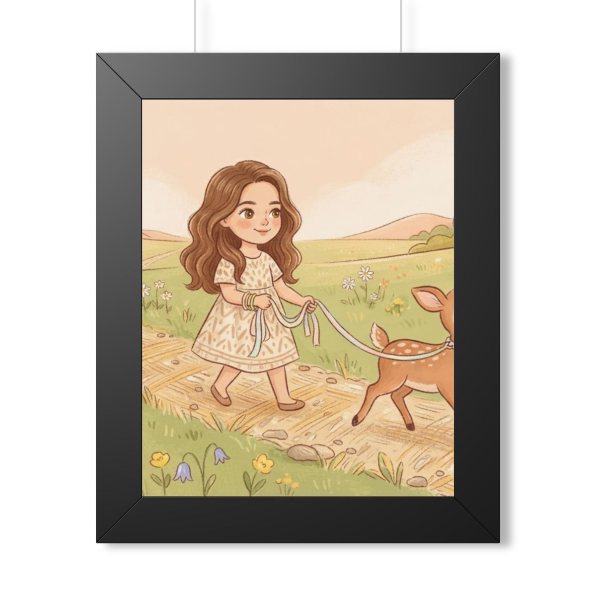 Framed Vertical Poster - Meadow Walk Fawn — Black (11×14......