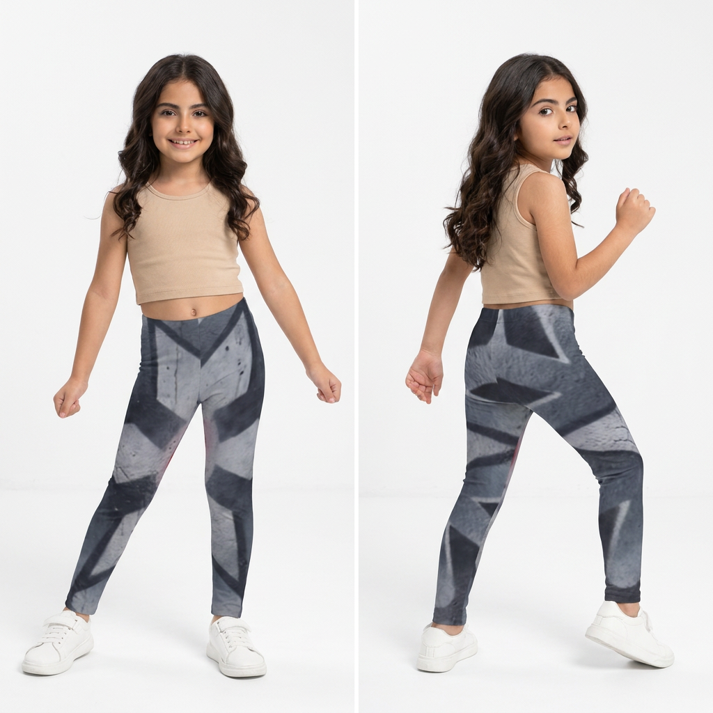 Kids Leggings with Concrete Stencil Geometry