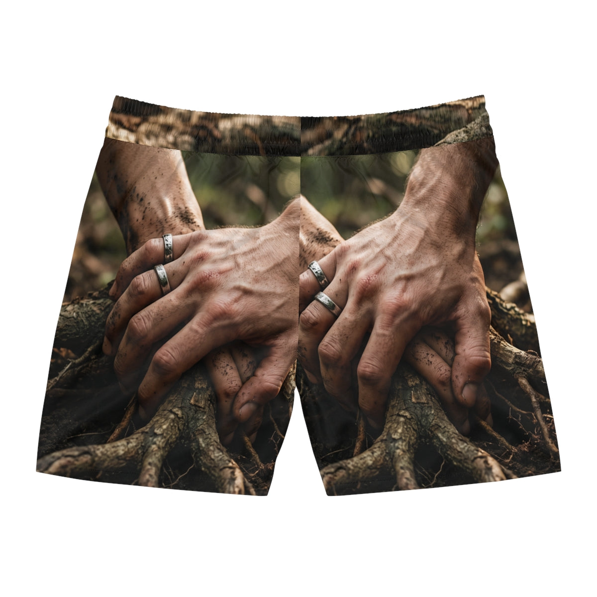 Men's Mid-Length Swim Shorts Forest Roots Art