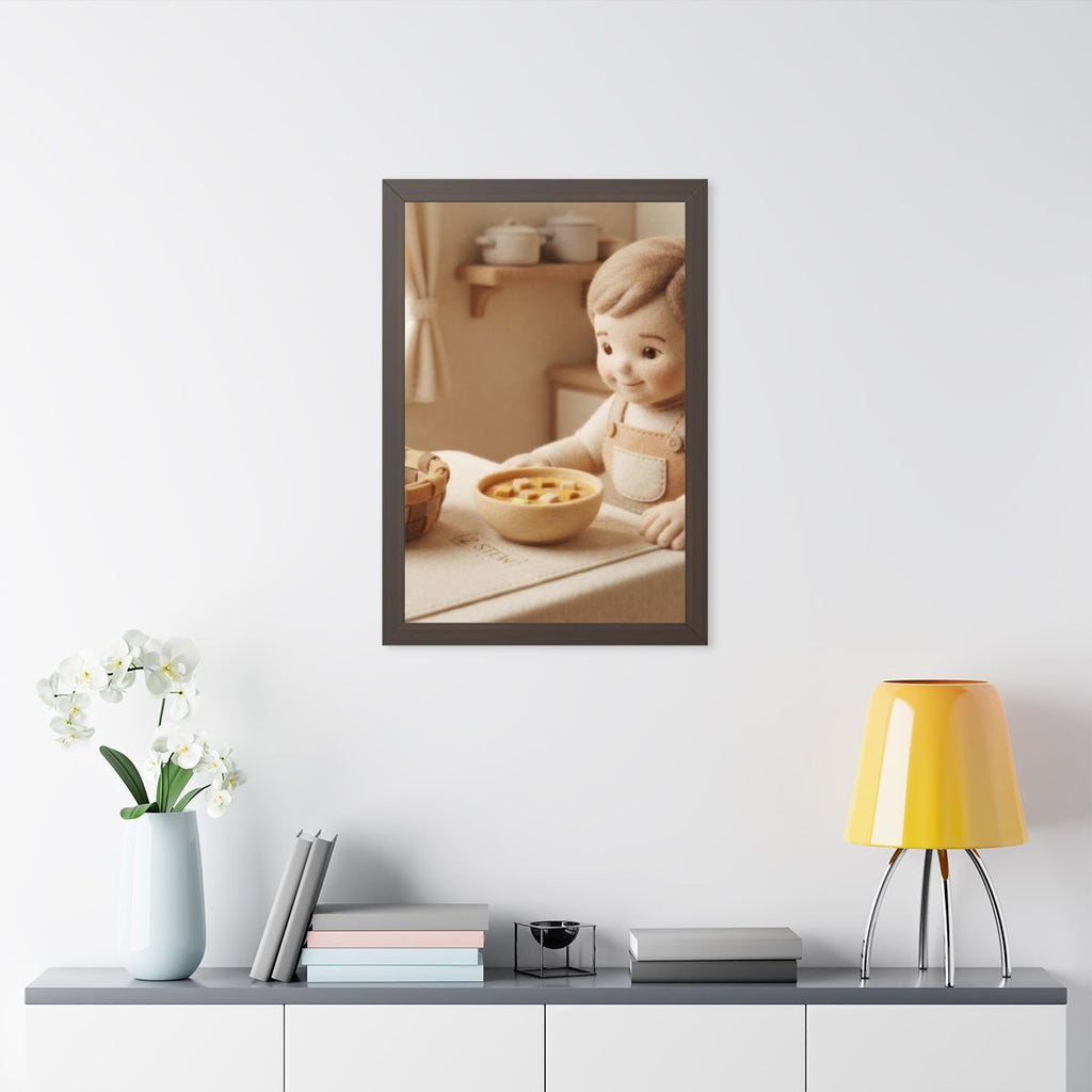 Framed Vertical Poster - Cozy Felt Hearth — Walnut (11×14......