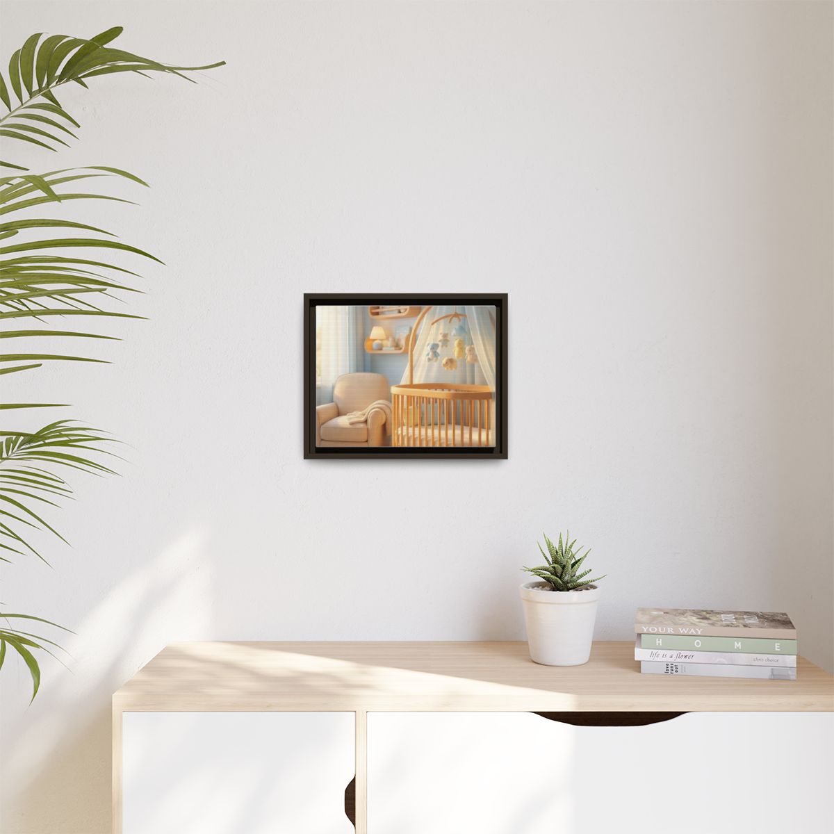 Matte Canvas, Framed - Dreamy Serene Nursery Art — Espresso...