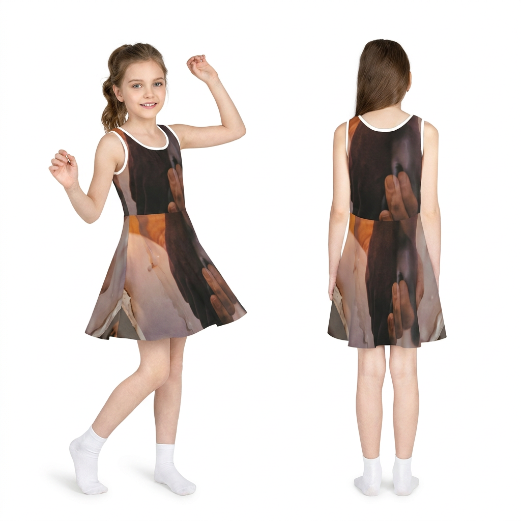 Girls' Sleeveless Sundress with Intimate Hands Art