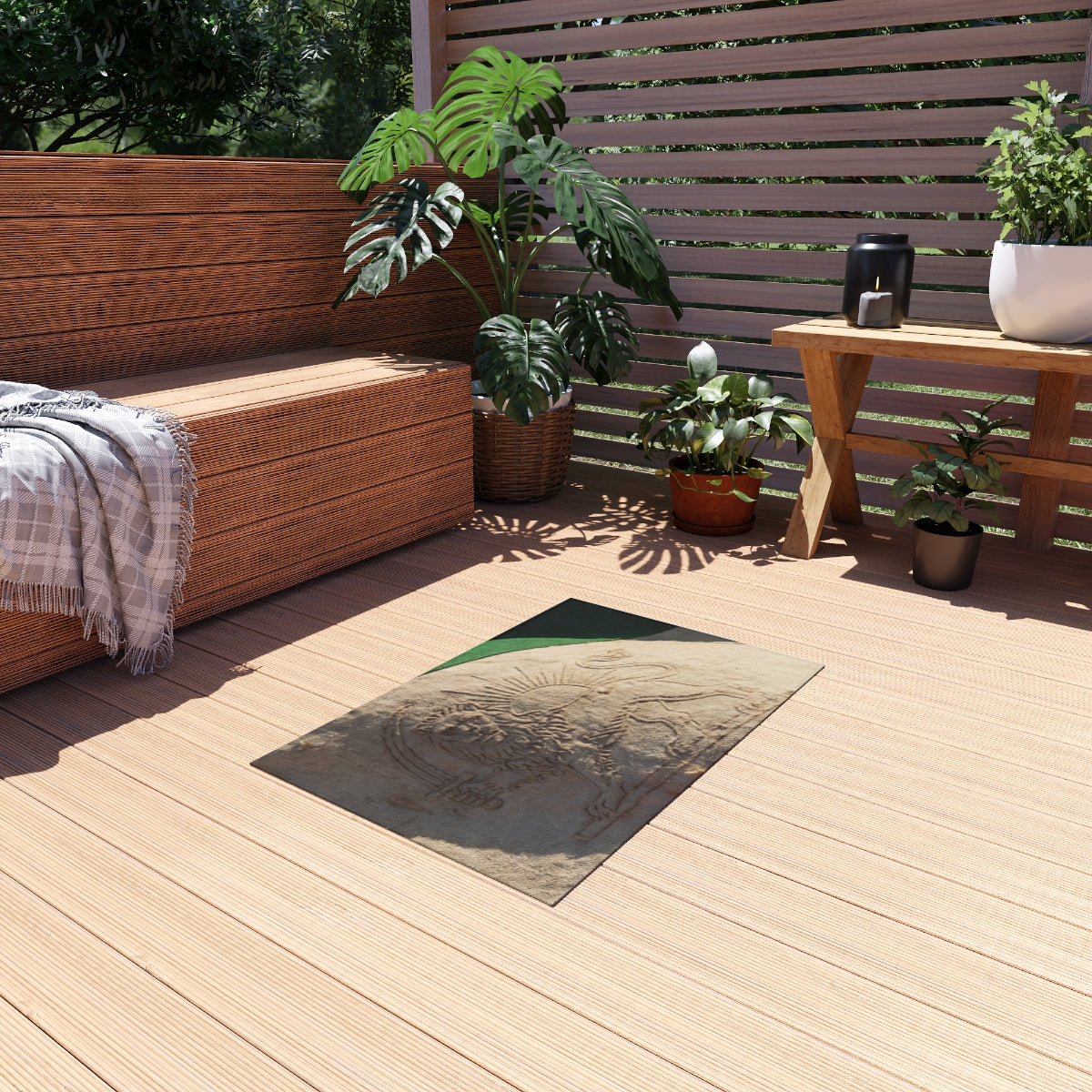 Outdoor Rug - Persian Lion and Sun | Echovira Gallery