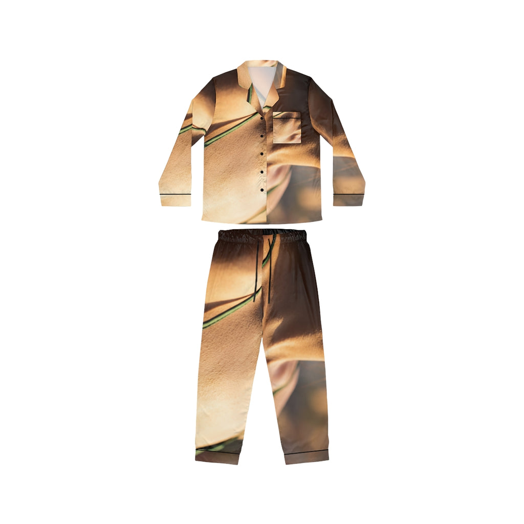 Women's Satin Pajamas - Golden Hour - Emerald Sunkissed Set...