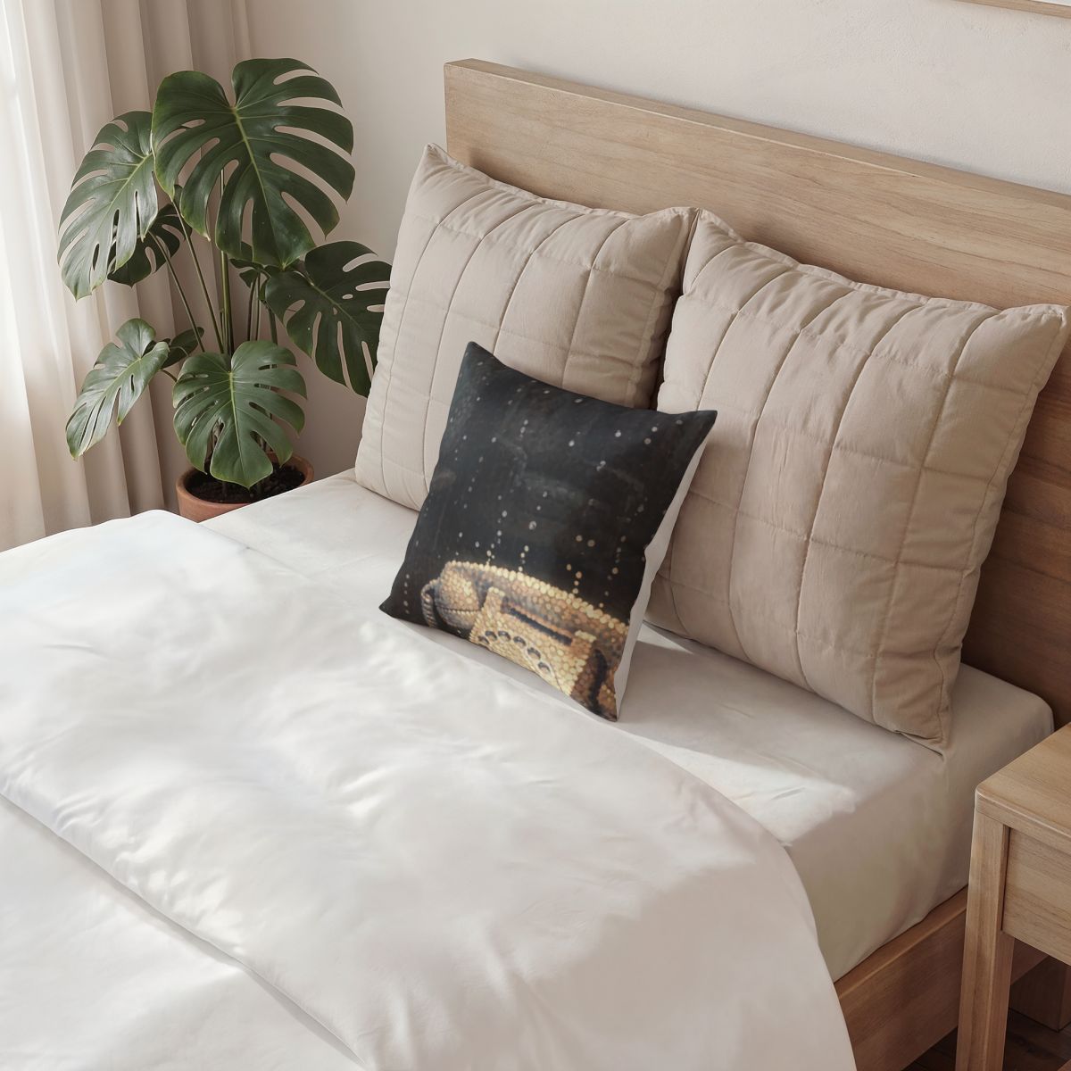 Poly Velvet Pillow - Luminous Retro Phone | Echovira Gallery