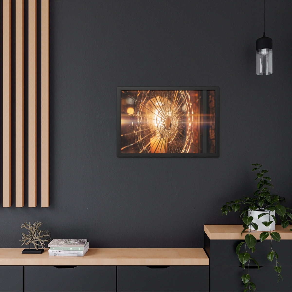 Framed Poster - Moody Fractured Glass — Landscape