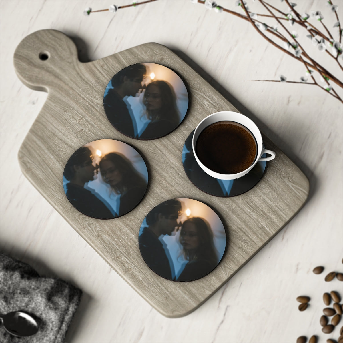 Midnight Candlelight Coasters - Moody Table Decor (1 & 4......