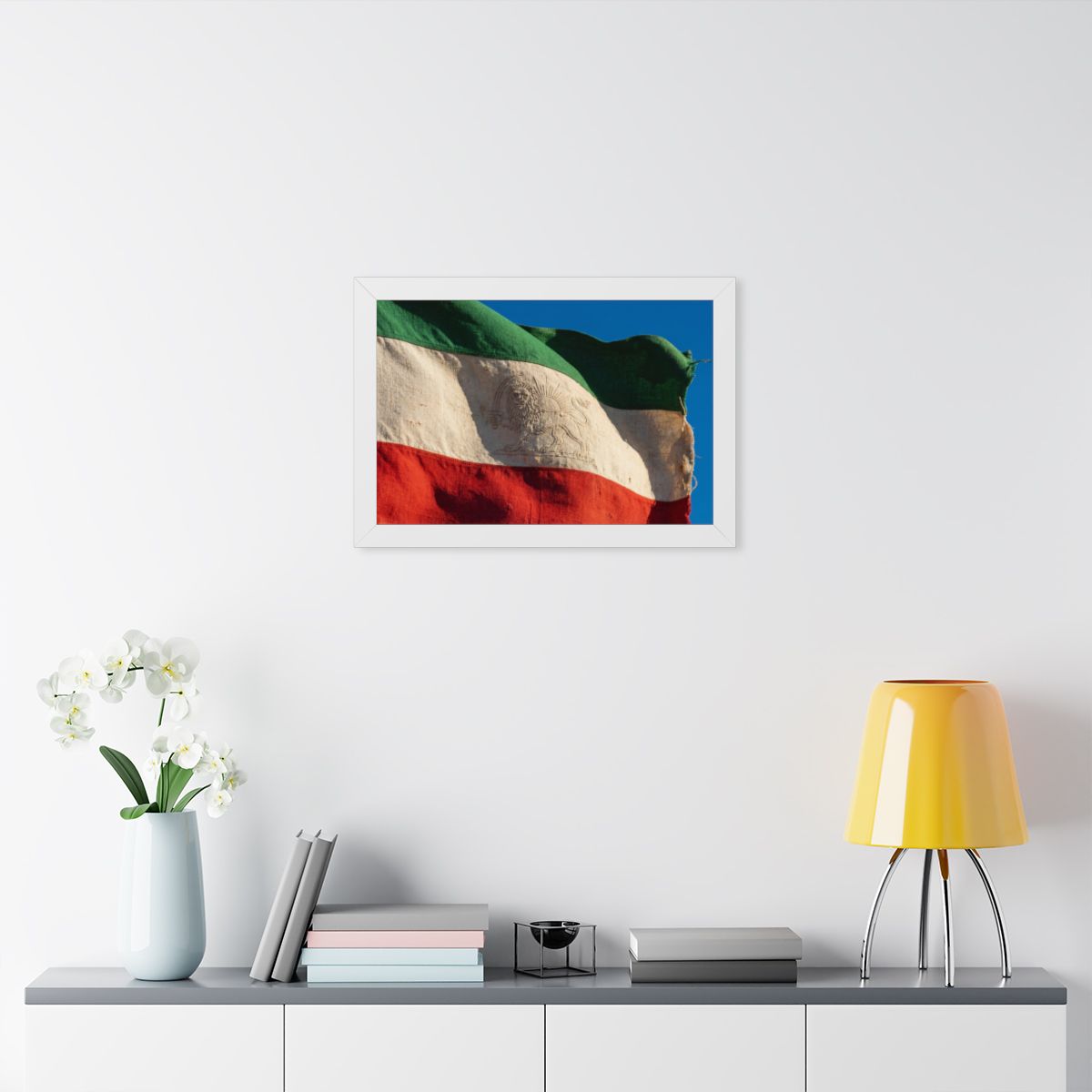 Framed Horizontal Poster - Vintage Persian Lion and Sun Flag...