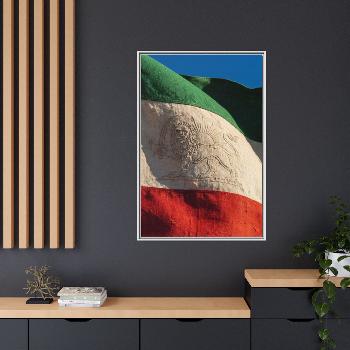 Framed Canvas Art - Distressed Flag — White / 1.25"