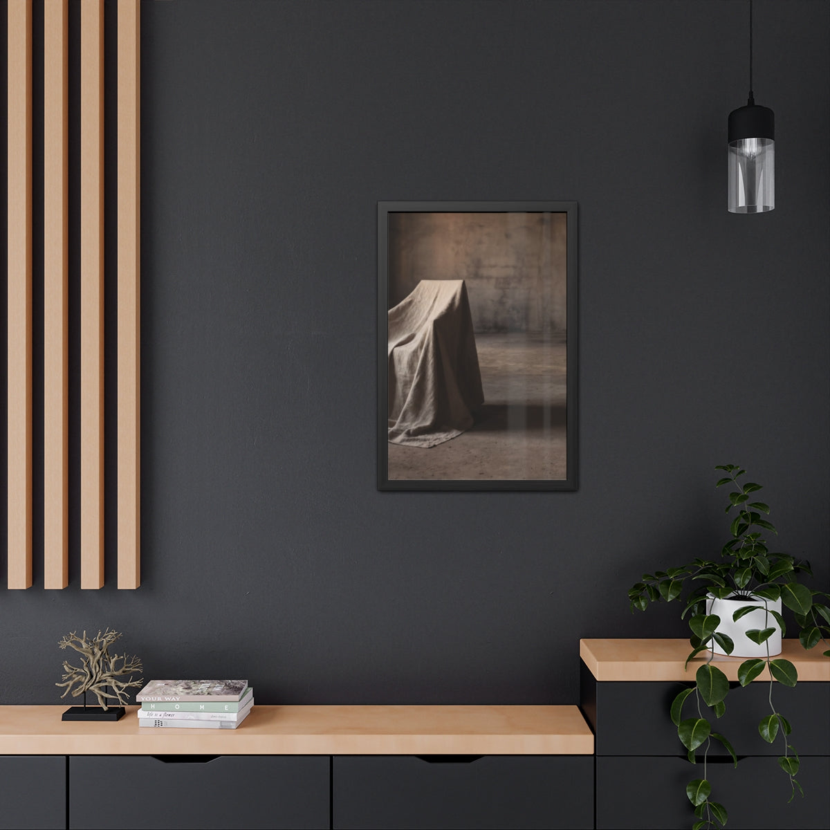 Framed Poster - Draped Minimalist Form — Portrait