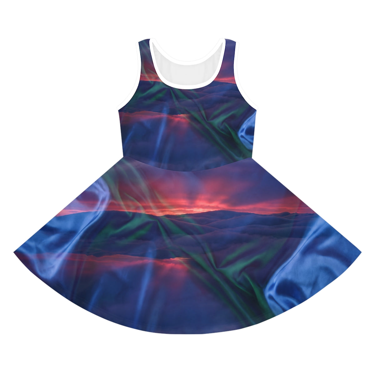 Girls' Sleeveless Sundress with Abstract Landscape