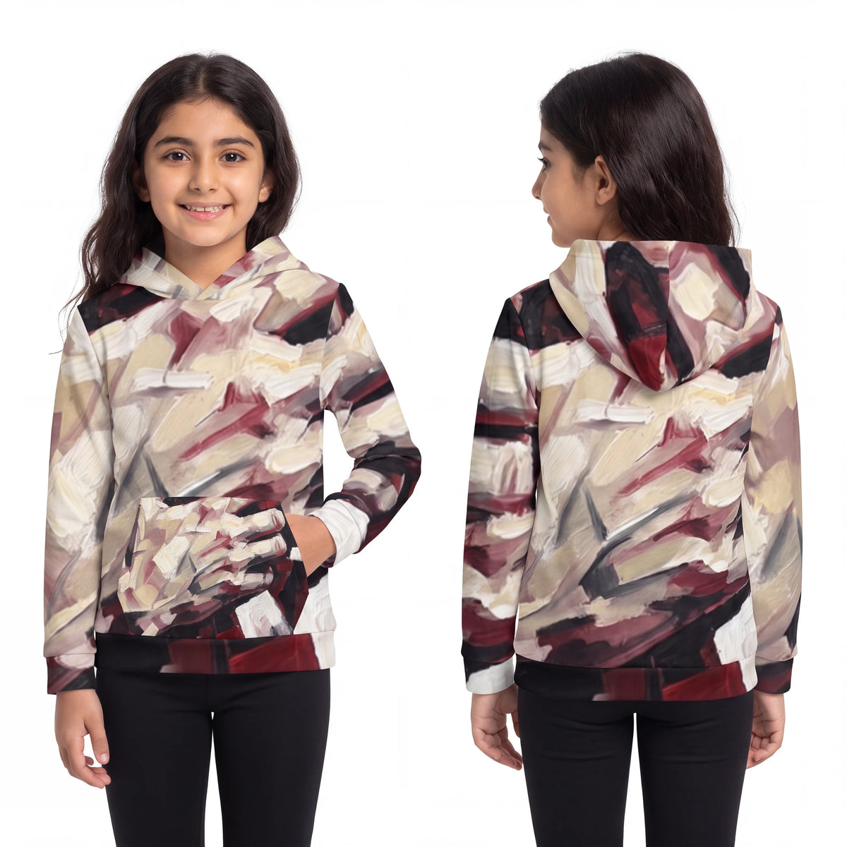 Children's Hoodie Abstract Crimson Art