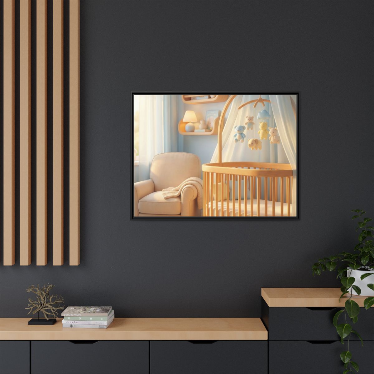 Matte Canvas, Framed - Dreamy Serene Nursery Art — Black /...