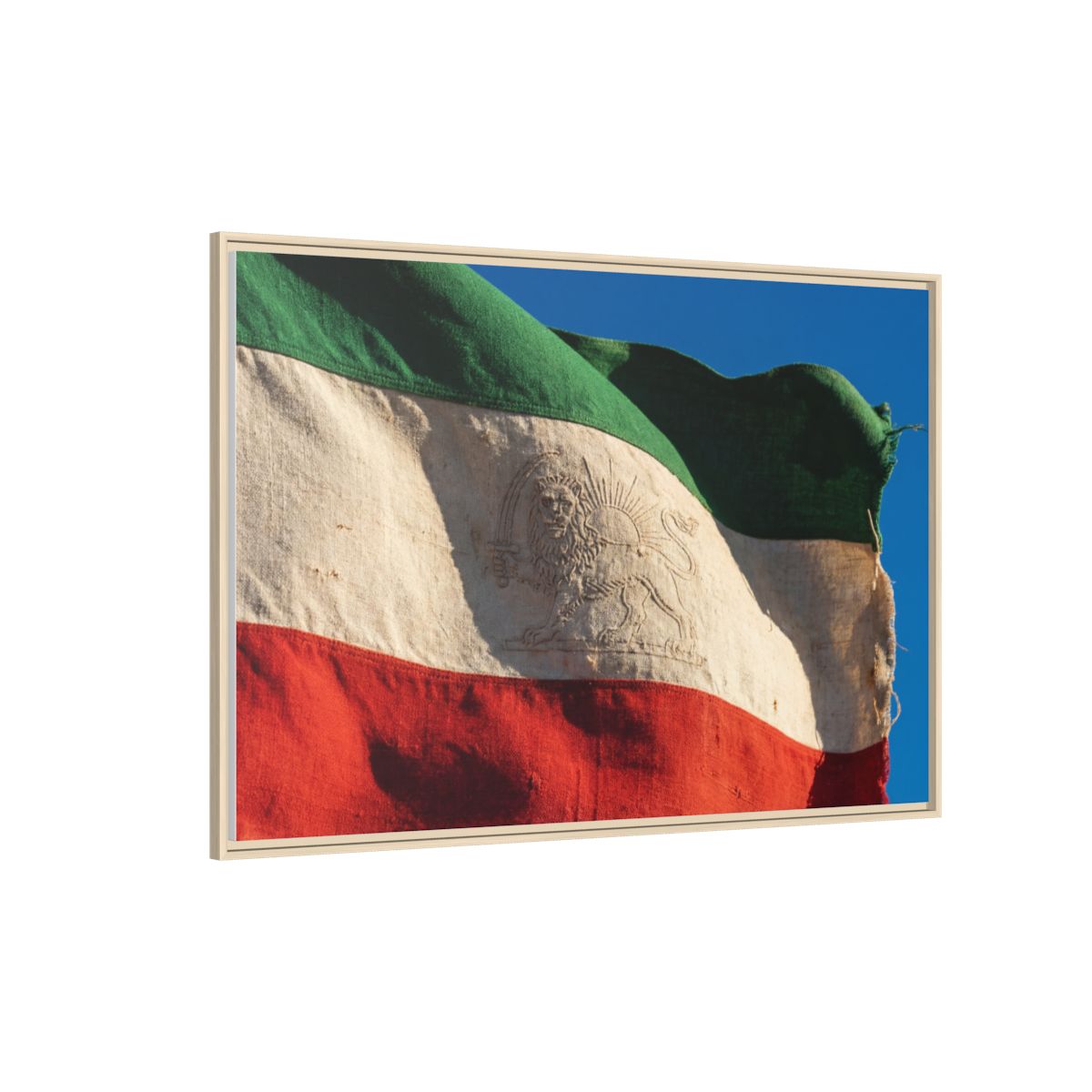 Framed Canvas Art - Distressed Flag — Natural / 1.25"