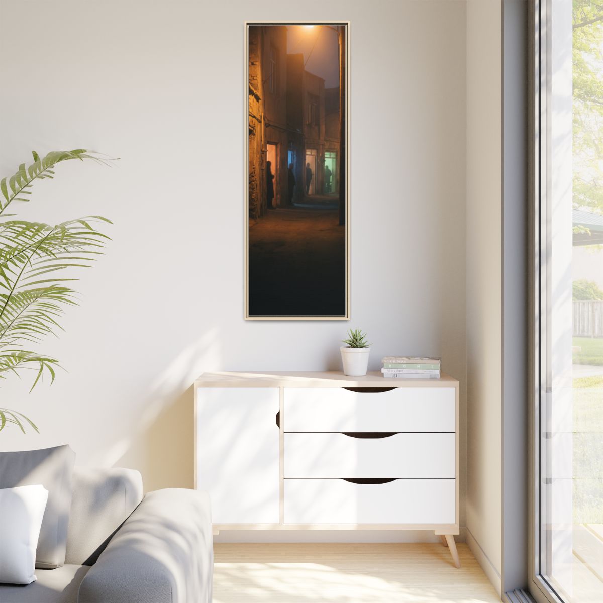 Matte Canvas, Framed - Shadowed Alleyway Mystery Art Print...