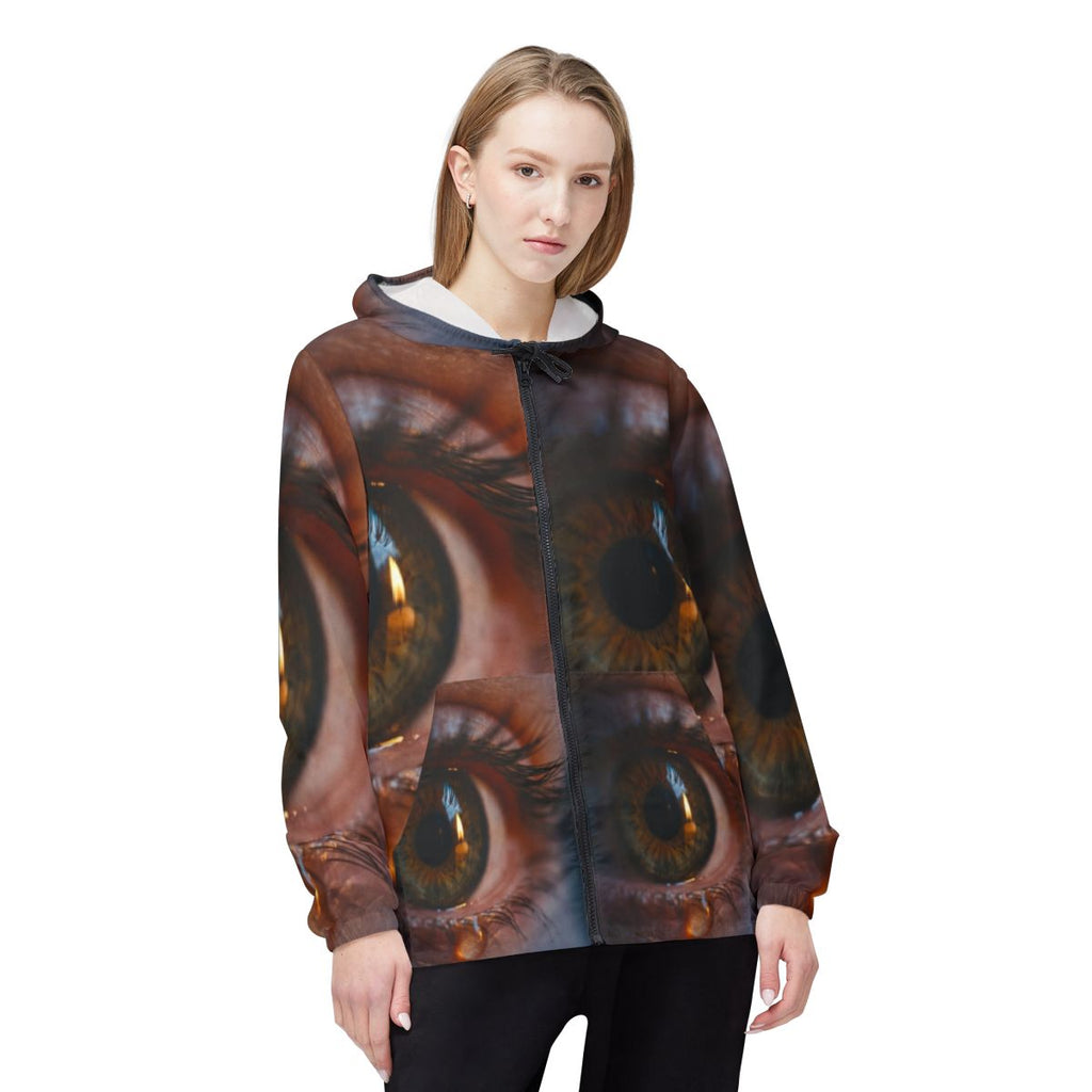 Unisex Windbreaker Jacket - Amber Iris Reflection Fine Art...