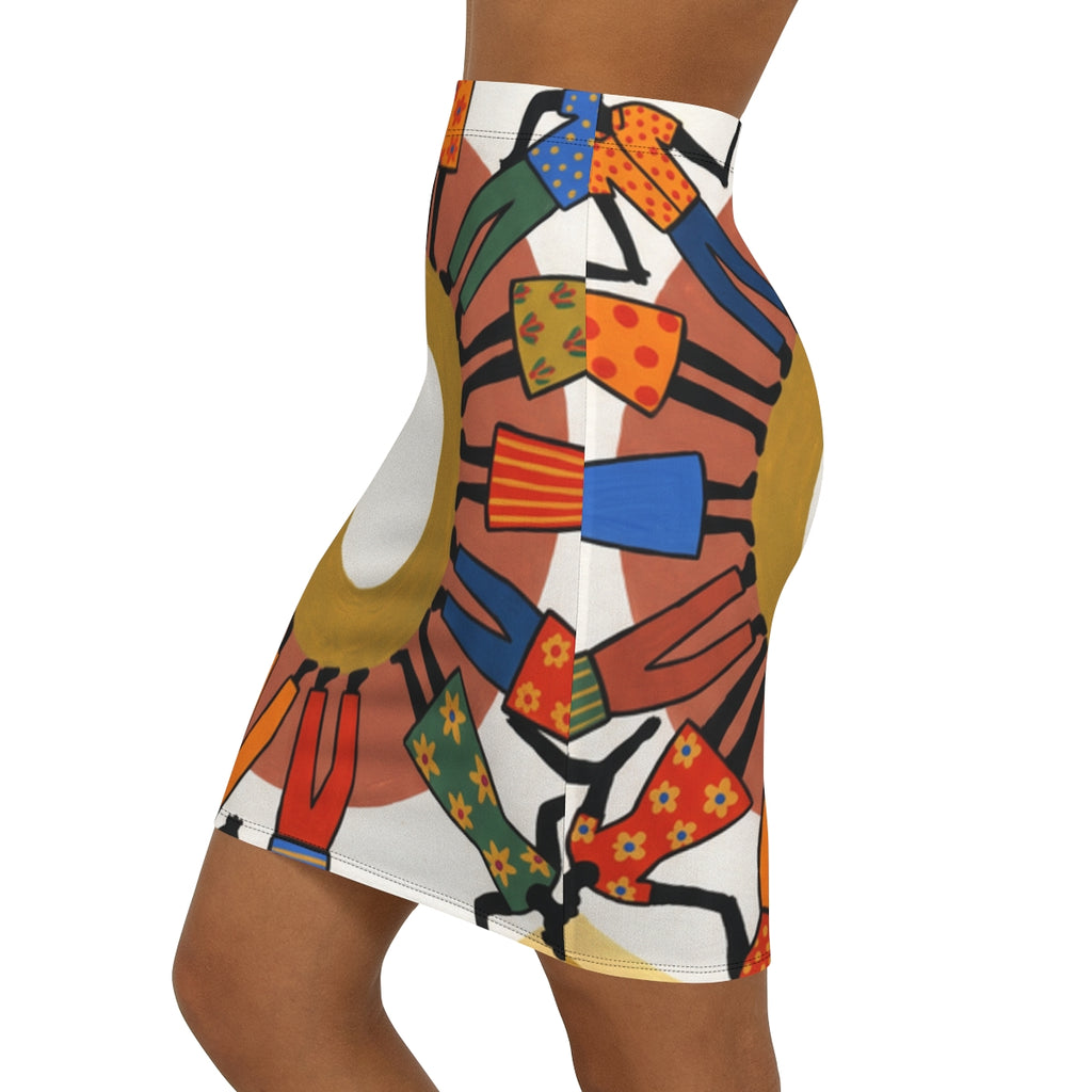 Women's Pencil Skirt - Unity Mandala Folk Art | Echovira...