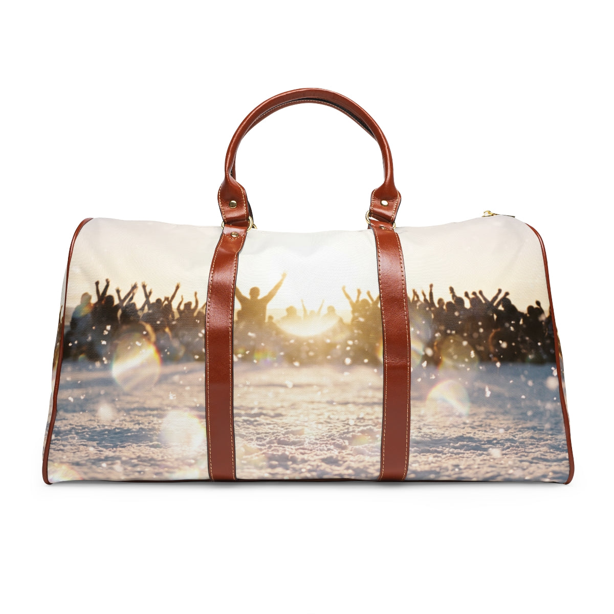 Waterproof Travel Bag with Golden Hour Crowd Art