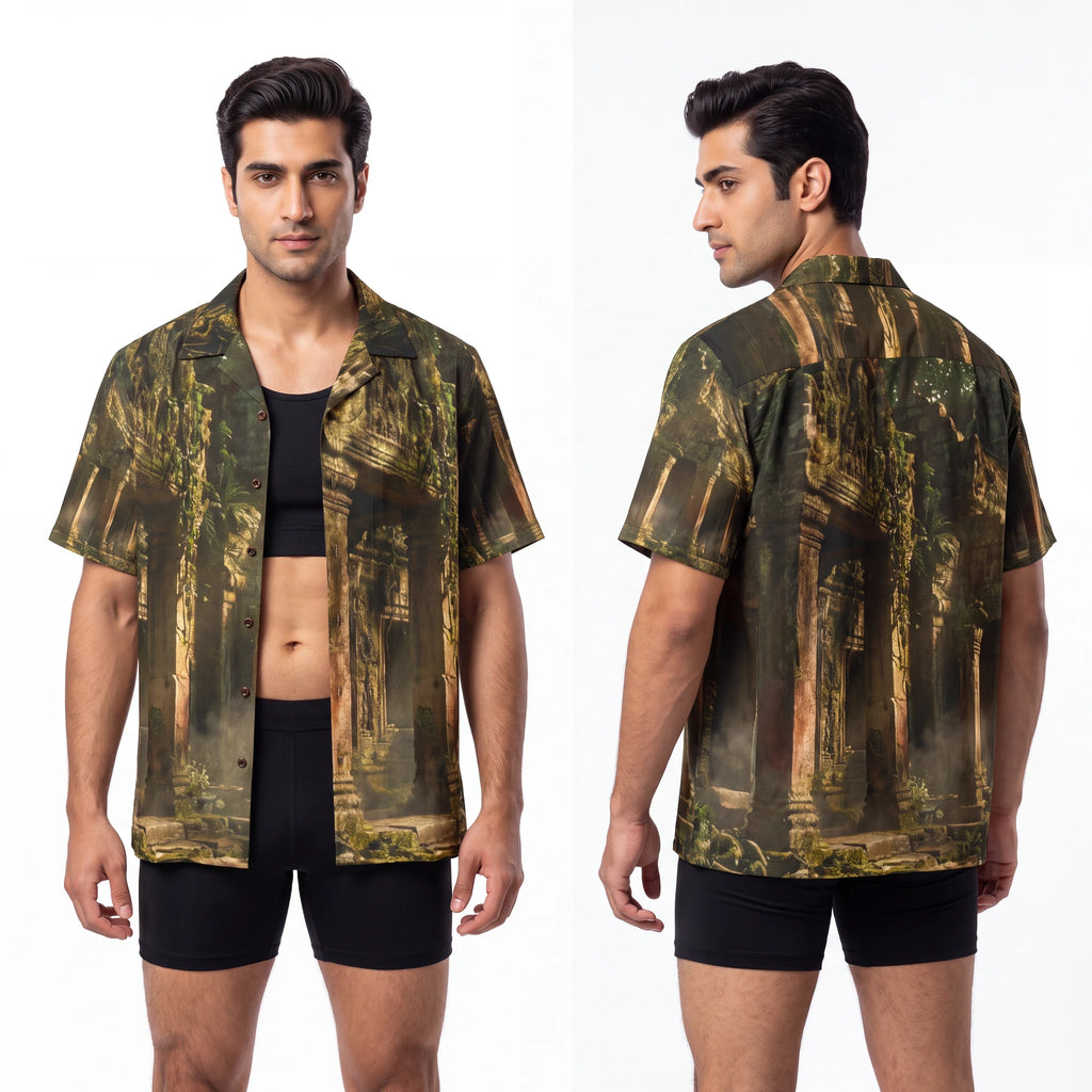 Men's Hawaiian Shirt - Temple Rainforest | Echovira Gallery