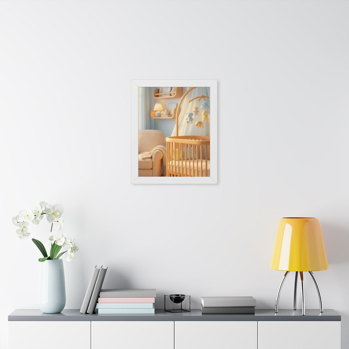 Framed Vertical Poster - Dreamy Serene Nursery Art — White...