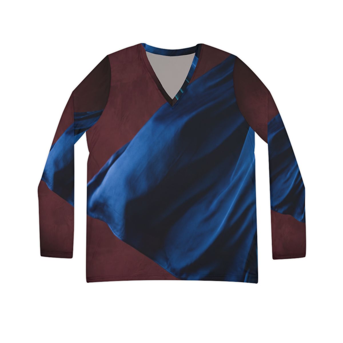 Women's Long Sleeve V-Neck Shirt Cobalt Silk