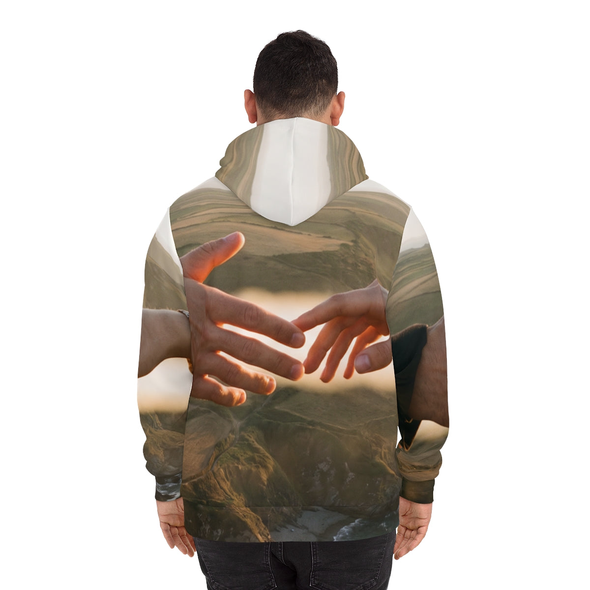 Men's Fashion Hoodie - The Infinite Touch | Ethereal Coastal...
