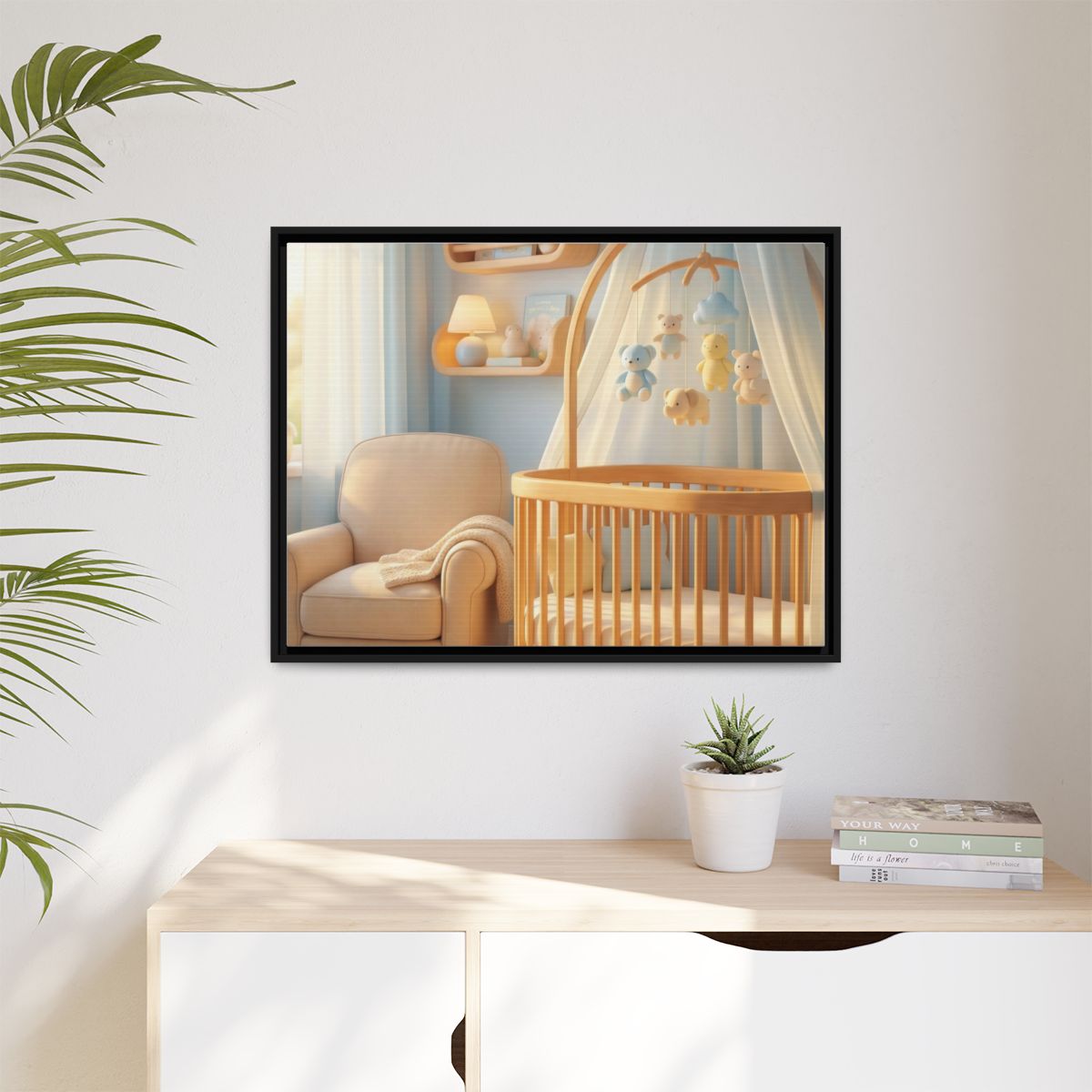 Matte Canvas, Framed - Dreamy Serene Nursery Art — Black /...