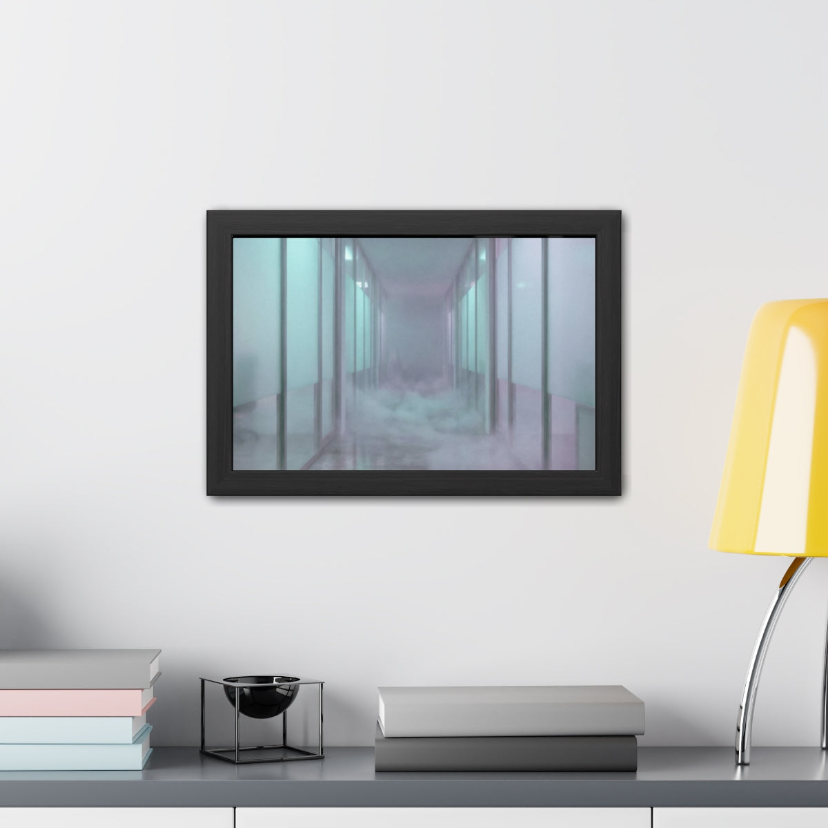 Framed Posters - Liminal Corridor Fog Art Print — Landscape...