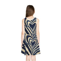 Girls' Sleeveless Sundress with Wavy Op-Art Heart