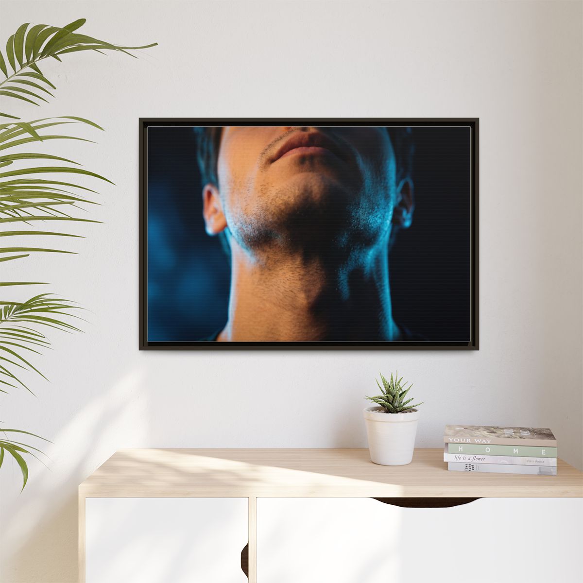 Matte Canvas, Framed - Neon Shadows Cinematic Portrait Art...