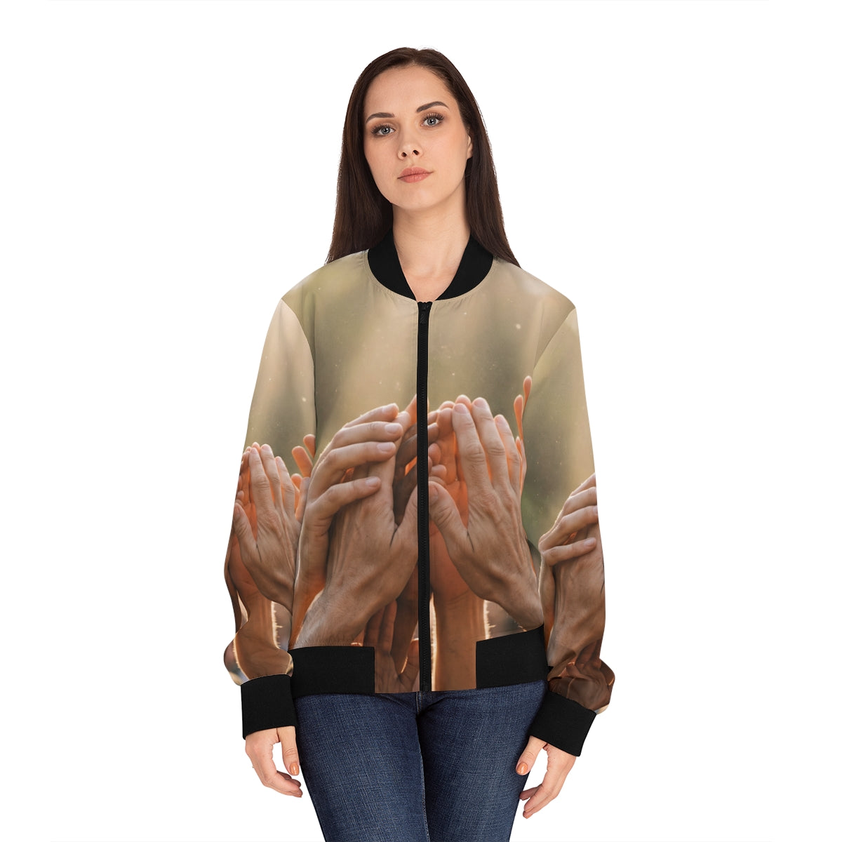 Women's Bomber Jacket - Golden Rays of Unity Wall Art |...