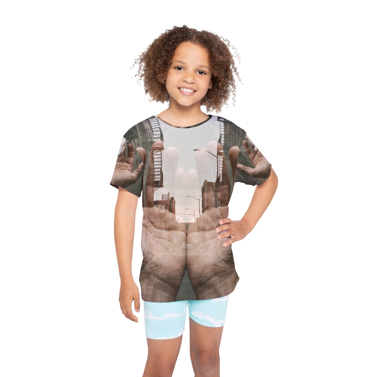 Kids Sports Jersey with City Double Exposure Art