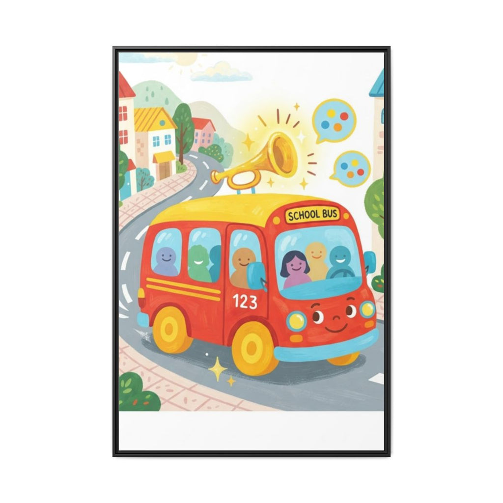 Matte Canvas - Framed Bus Town Canvas Art — Black / 1.25"......