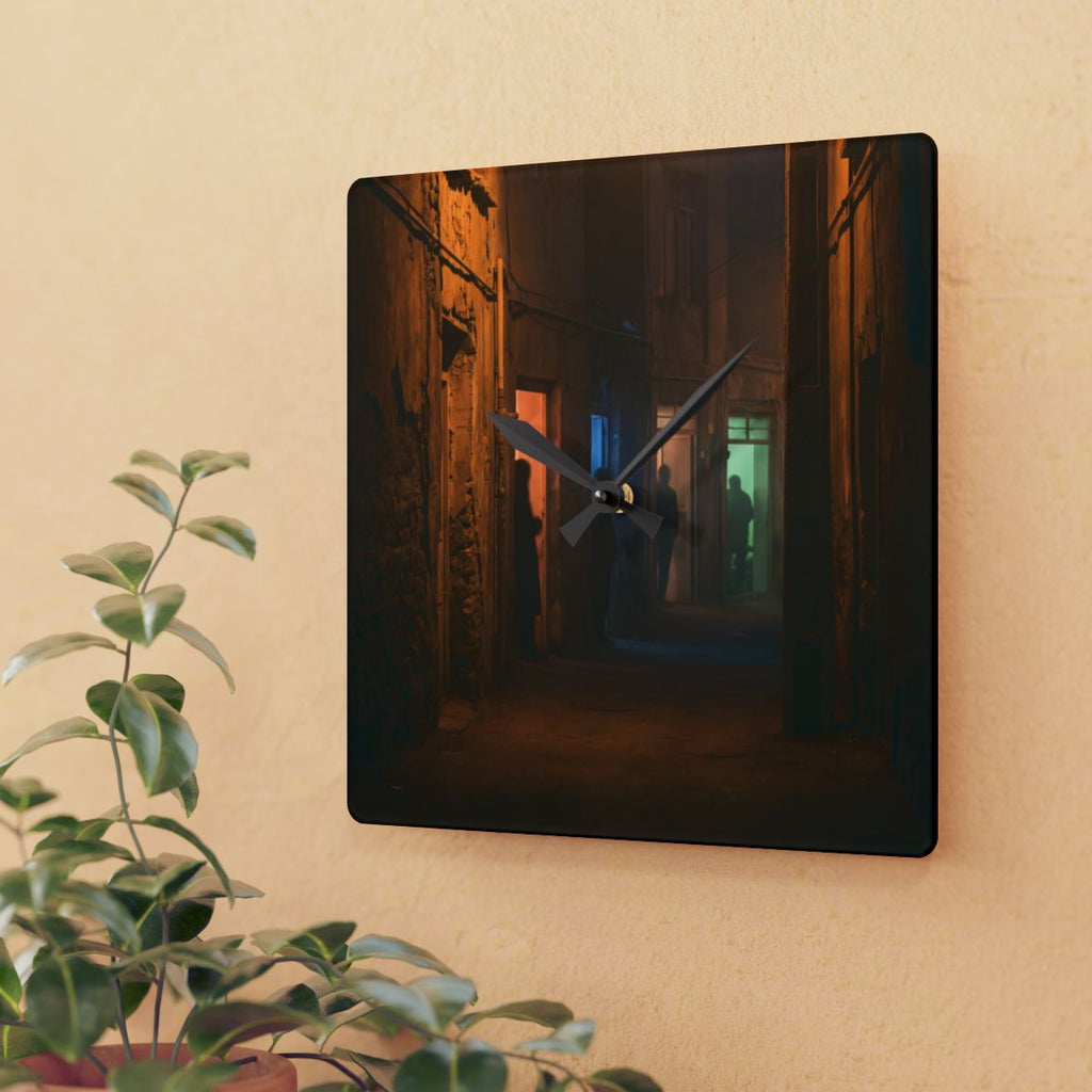Acrylic Wall Clock - Midnight Glow Silhouette | Echovira...