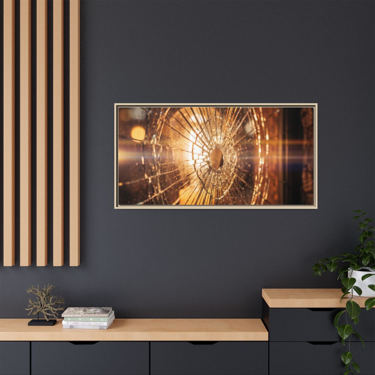 Framed Matte Canvas - Shattered Glass — Natural / 1.25"