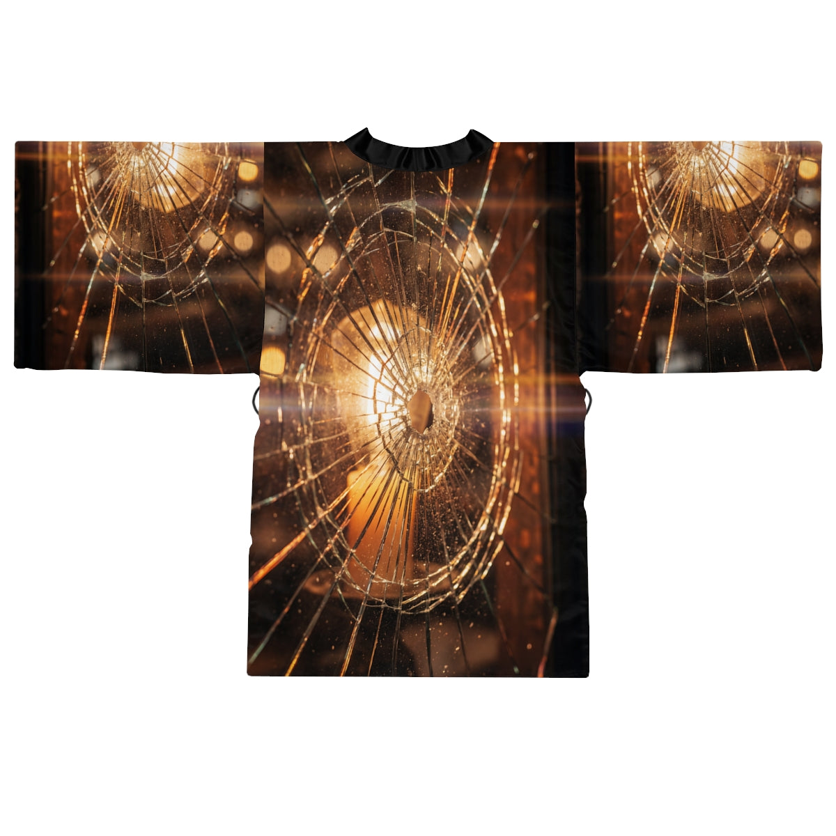 Long Sleeve Kimono Robe - Fractured Light Shattered Glass......