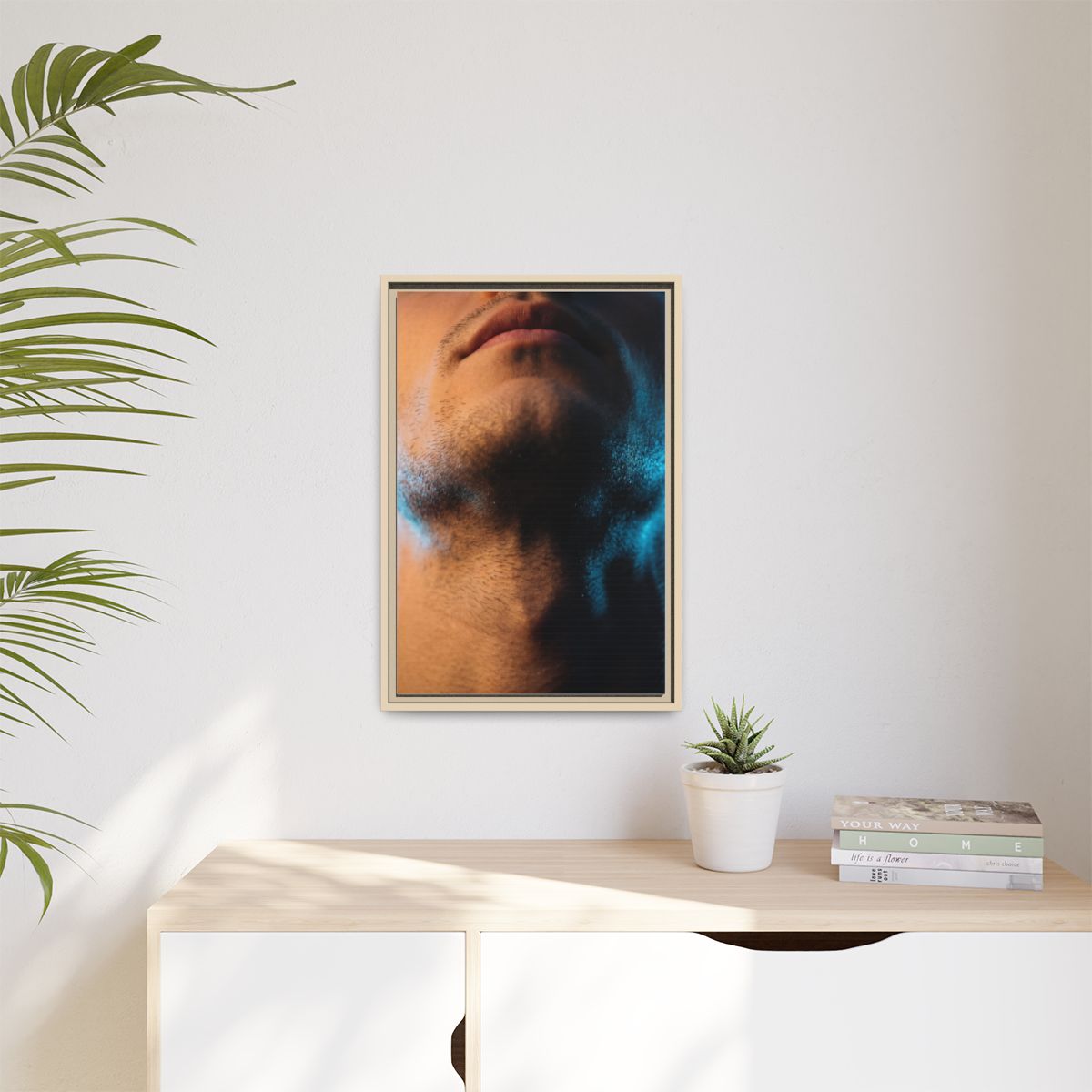 Matte Canvas, Framed - Neon Shadows Cinematic Portrait Art...