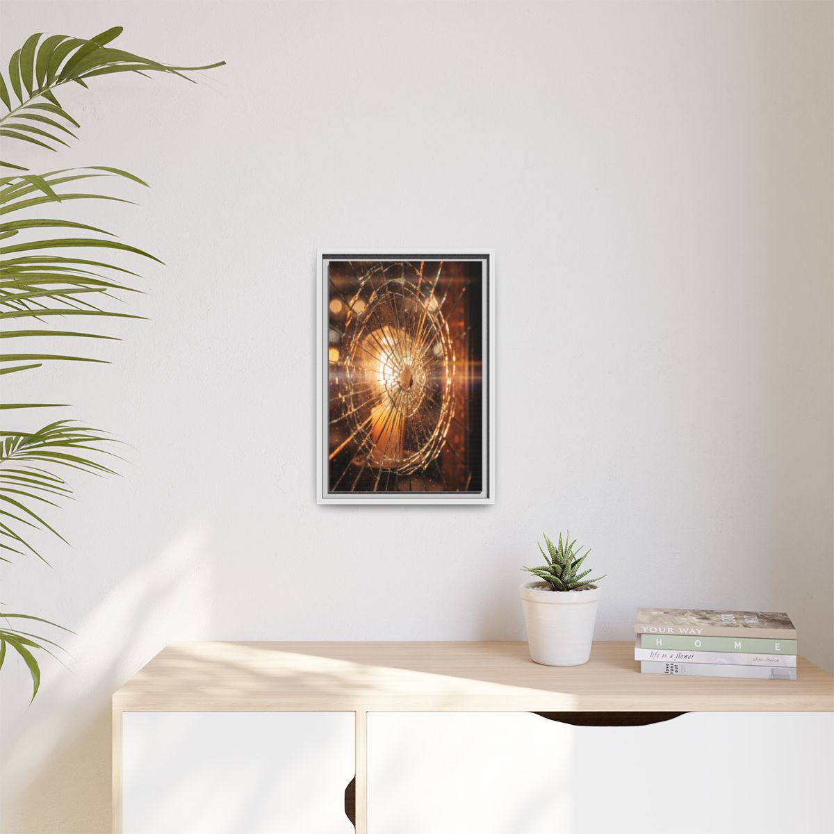 Matte Canvas, Framed - Golden Fractured Art — White / 1.25"...