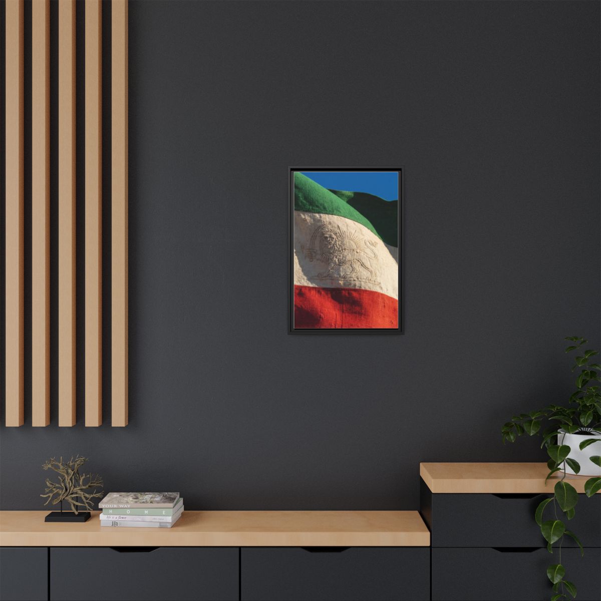 Framed Canvas Art - Distressed Flag — Black / 1.25"