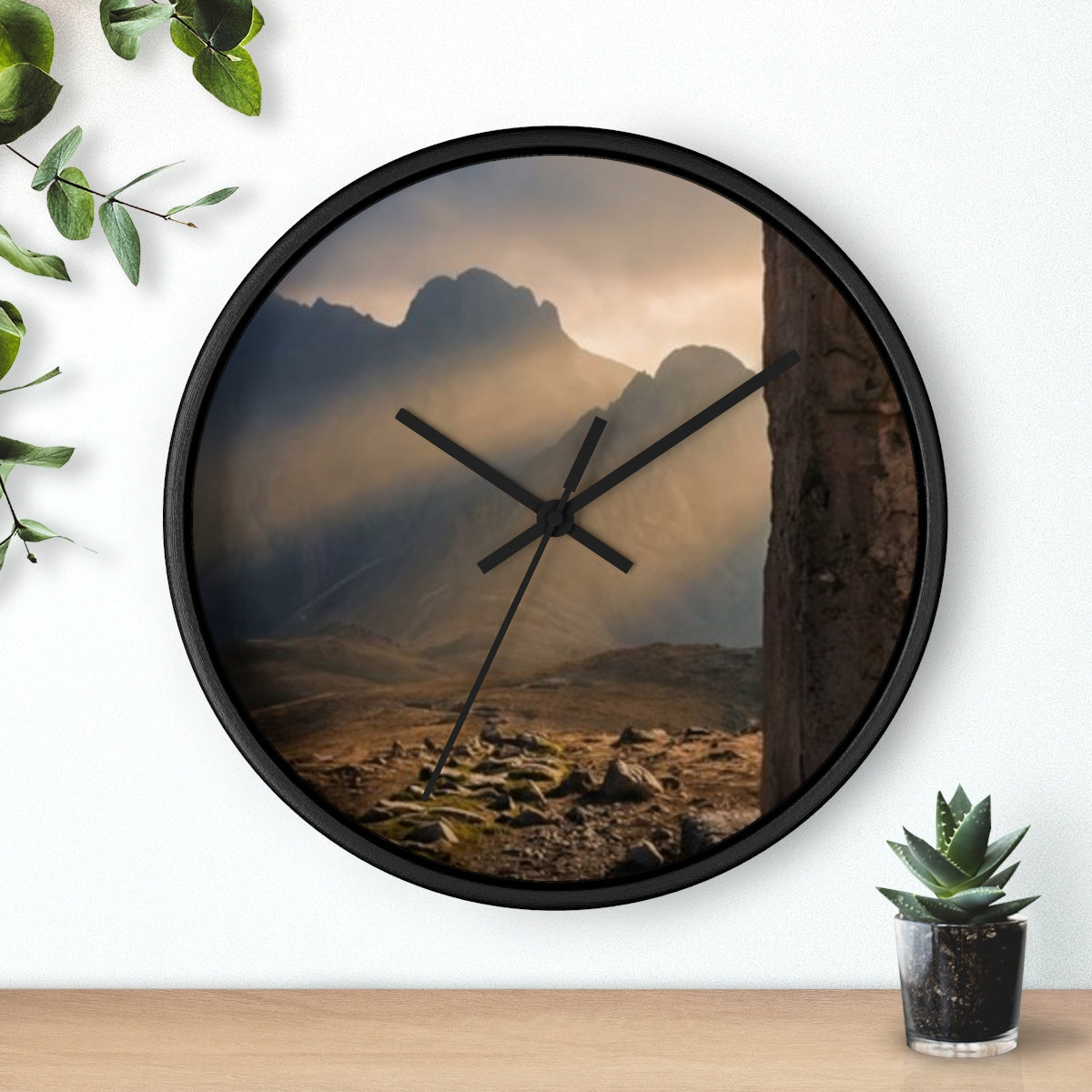 Wall Clock - Mystic Monolith Ancient Persian Mountain Art |...