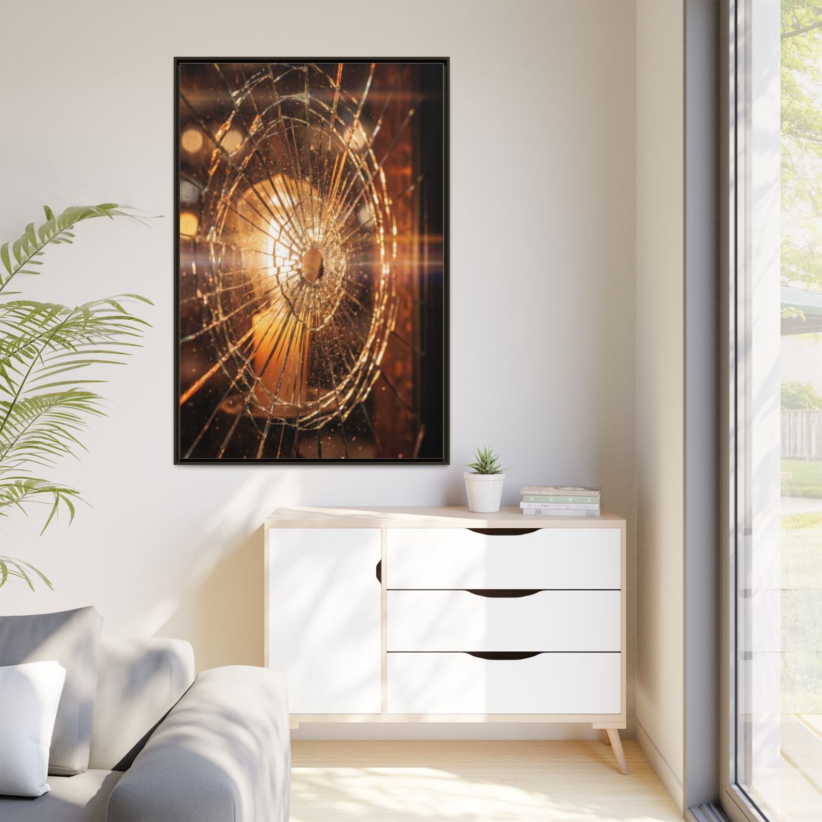 Matte Canvas, Framed - Golden Fractured Art — Espresso /......